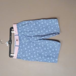 Tommy Hilfiger Blue Flowered Shorts w Pink Trim Size 30